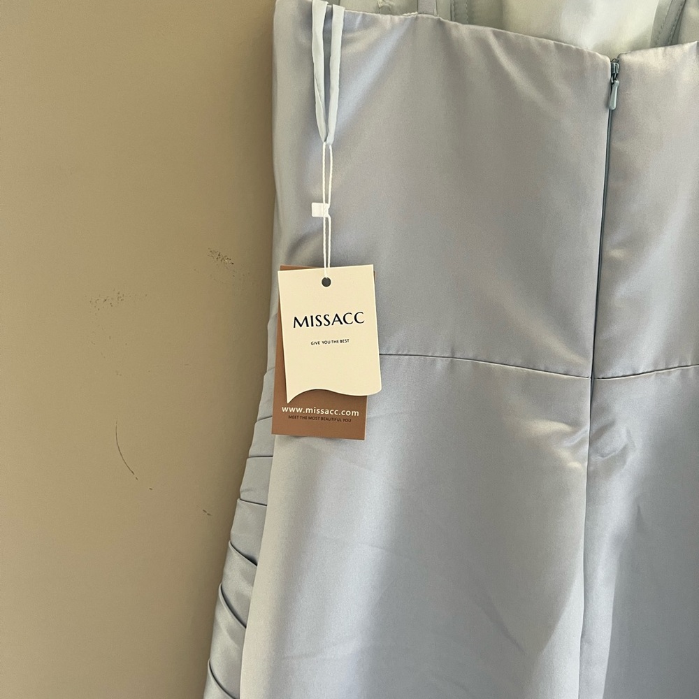 Blue Ruched Satin Dress - Picture 7 of 8